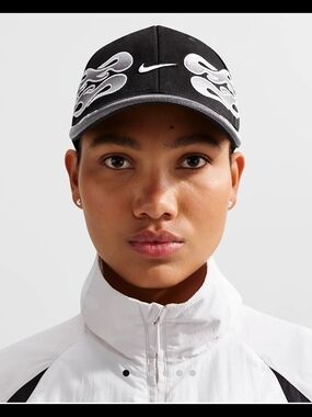 Nike Black Cap with Gray Flame Embroidery